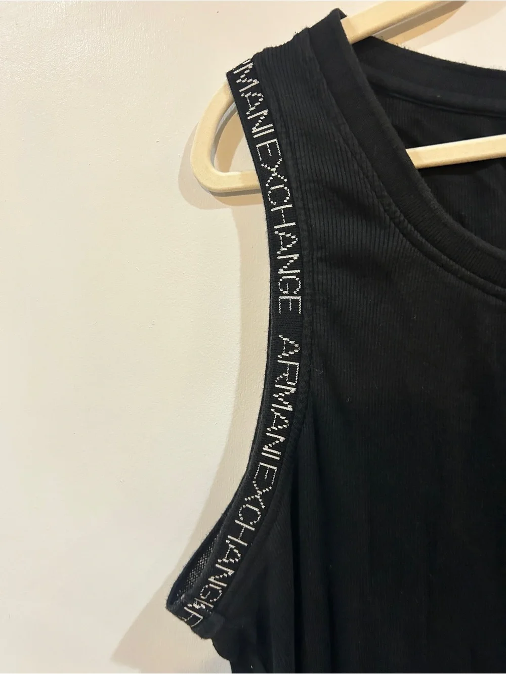 Armani Exchange Black Logo-Trim Sleeveless Tank